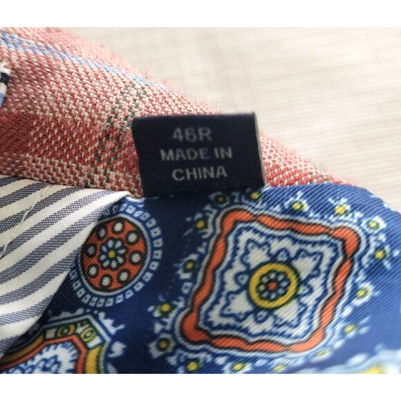 Plaid 2 Button Tailorbyrd Sportscoat Burnt Orange 46R Blazer Stretch Fabric Prep - Picture 5 of 16